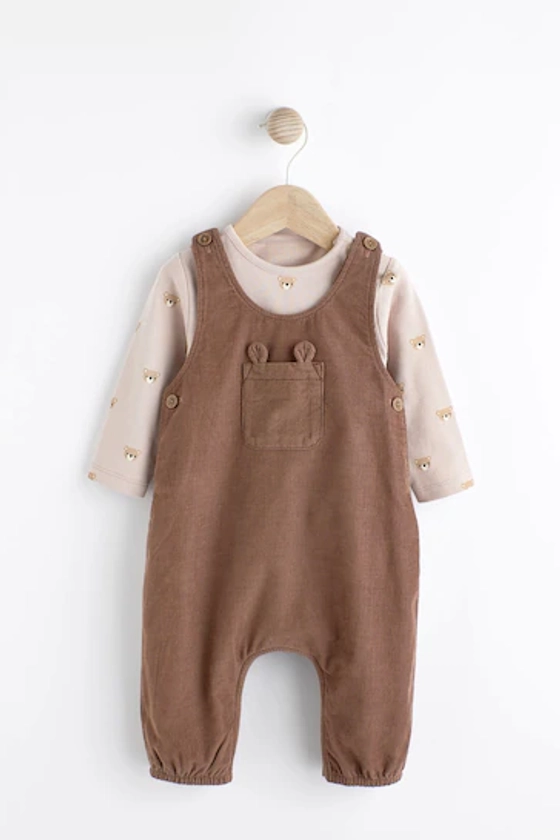 Buy Chocolate Brown Corduroy Baby Dunagrees and Bodysuit Set (0mths-2yrs) from the Next UK online shop