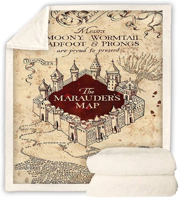 LZBBJ Travel Throw Blanket for Kids And Adults - Soft Cozy Sherpa Fleece Quilt Blanket with The Marauder's Map Pattern Printed - Suitable for Bed And Sofa,Pattern2,150×200cm