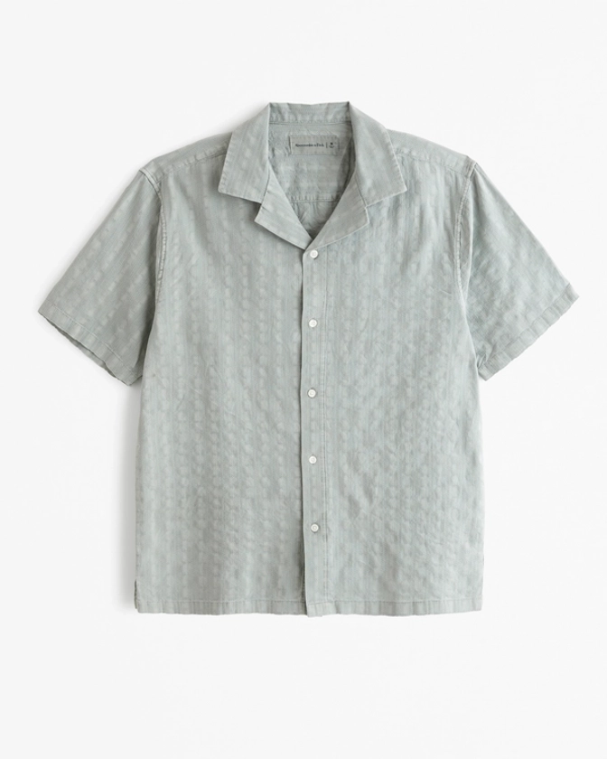 Men's Camp Collar Embroidered Button-Up Shirt | Men's Tops | Abercrombie.com