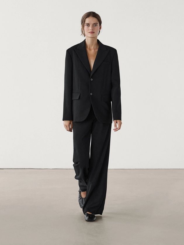 Blazer en crêpe à boutons ensemble · Noir · Habillé | Massimo Dutti