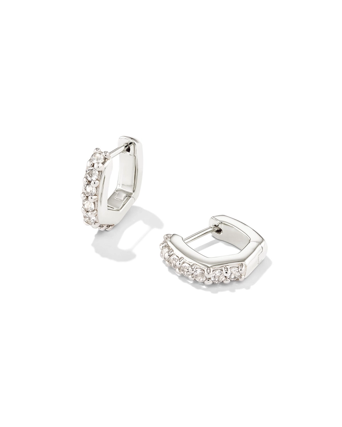 Davie Sterling Silver Huggie Earrings in White Topaz | Kendra Scott