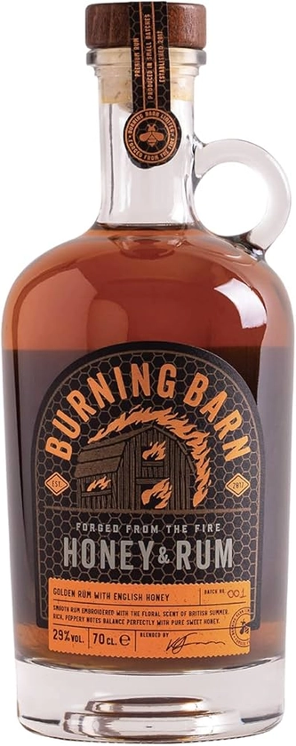 Burning Barn Rum - Honey & Rum Liqueur - 70cl - 29% ABV - Floral, Peppery Notes - Free From Artificial Flavouring - Enhance Your Drinks Cabinet - The Perfect Present