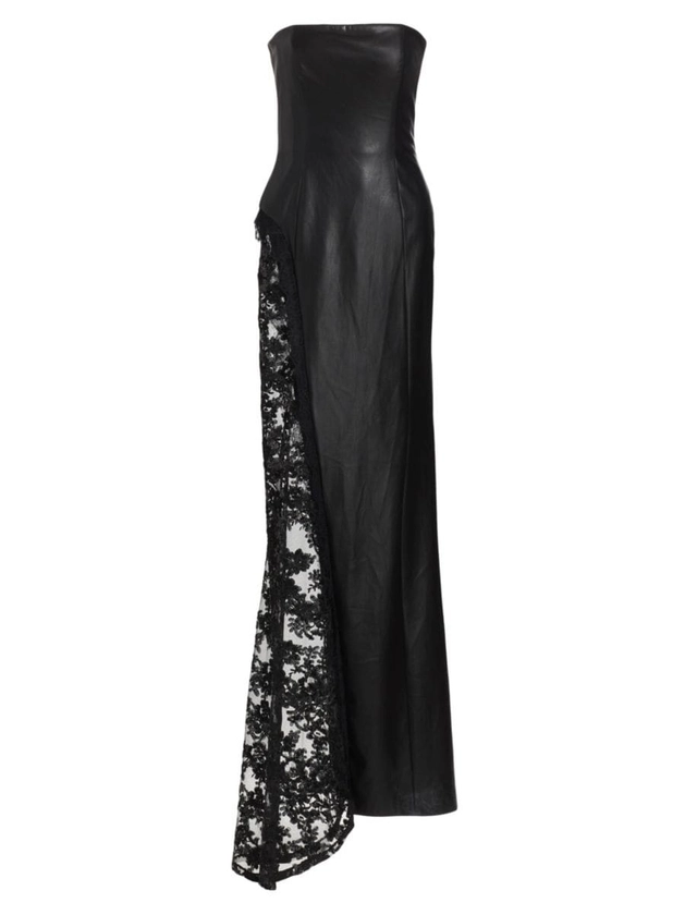 Shop Alice + Olivia Retha Strapless Vegan Leather & Sequined Gown | Saks Fifth Avenue