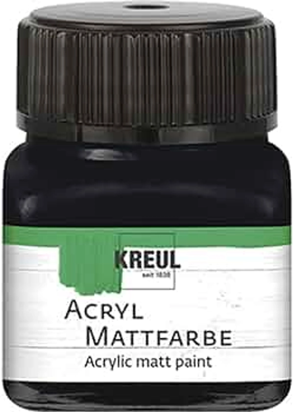 Kreul 75220 - Peinture acrylique mate, noir en pot de 20 ml, peinture crémeuse et couvrante, séchage rapide, à base d'eau, convient à de nombreux supports différents