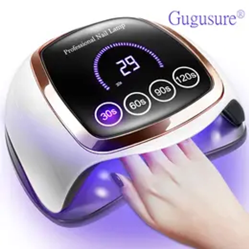 Gugusure UV LED Nail Lamp, Upgrade 168W Nail Dryer for Gel Polish with LCD Display, Auto Sensor and 4 Timer Settings, Professional Curing Lamp Light with 42 Beads for Salon and Home, Gifts for Girlfriends edge short nail art kits Nail Care Cutics uña s