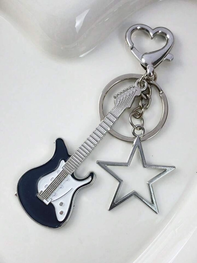 1pc Guitar & Star Shaped Fashionable Keychain Bag Pendant Bag Accessories Gift Gift Accessories Decor For Teen Girls Women College Students Rookies & White-Collar Workers BLACK FRIDAY Present Key Chain Charms