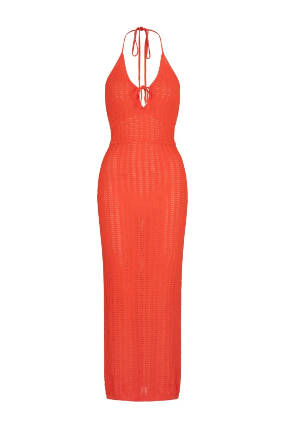 Leilani Demi Midi Dress - Hot Coral