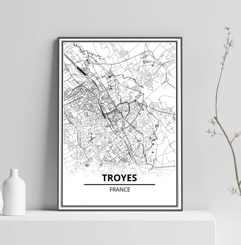 Affiche Carte  Troyes