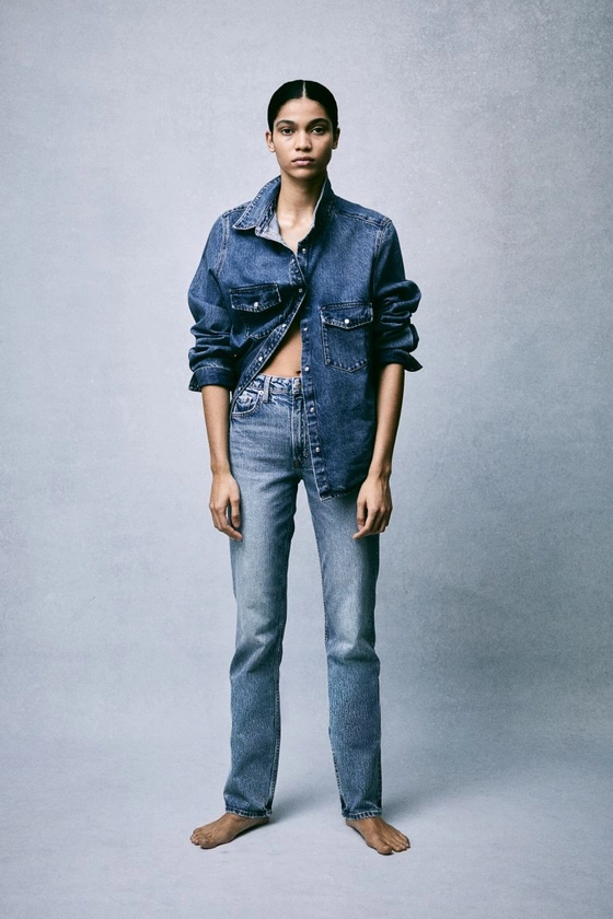 Slim Straight High Jeans - Bleu denim clair - FEMME | H&M FR