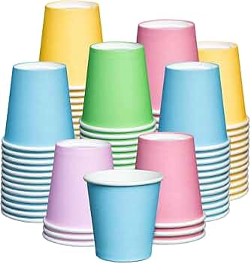 GUSTO [3 oz. - 300 Count Small Paper Cups, Disposable Mini Bathroom Mouthwash Cups - Assorted Colors (Formerly Comfy Package)