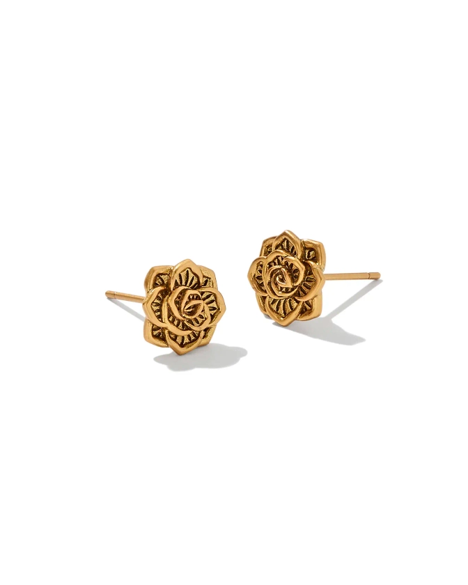 Ansel Rose Stud Earrings in Vintage Gold