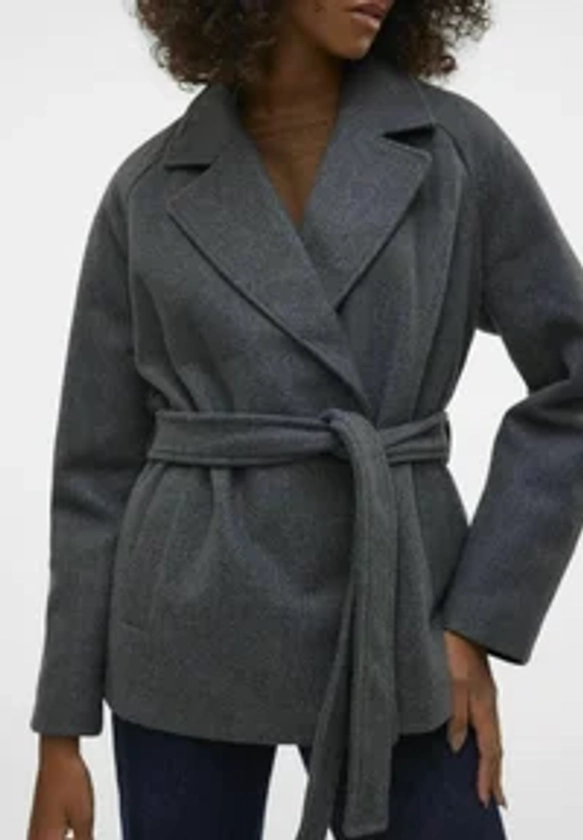 Vero Moda VMFORTUNEAYA - Manteau court - dark grey melange/gris foncé chiné - ZALANDO.FR