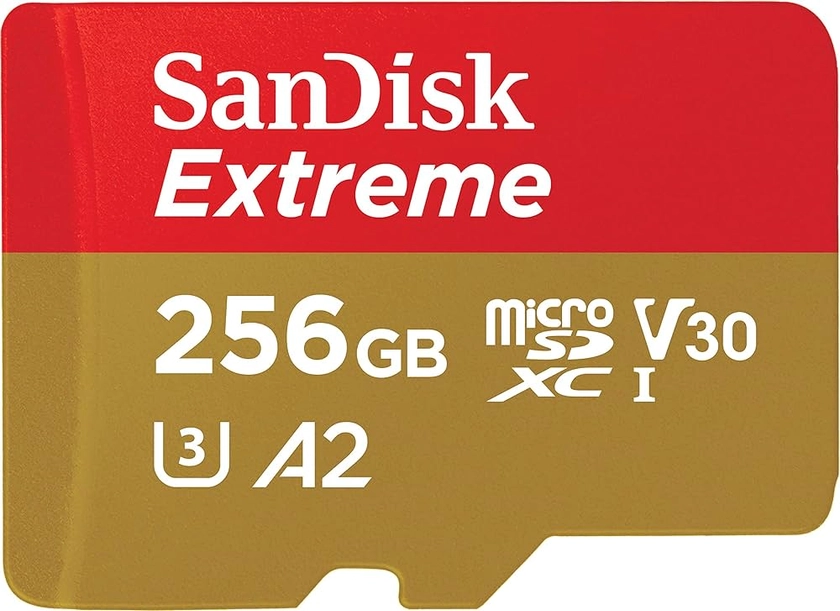 SanDisk 256GB Extreme microSD UHS I Card for 4K Video on Smartphones, Action Cams & Drones 190MB/s Read, 130MB/s Write SDSQXAV 256G GN6MN, Red/Gold: Buy Online at Best Price in UAE - Amazon.ae