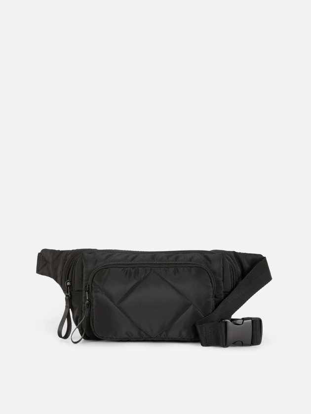 Quilted Detail Zip Bumbag