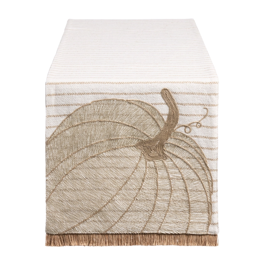 Oatmeal and Sage Embroidered Pumpkin Table Runner - World Market