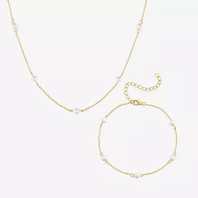 Yes, Please! Genuine White Cultured Freshwater Pearl 14K Gold Over Silver 2-pc. Jewelry Set - JCPenney