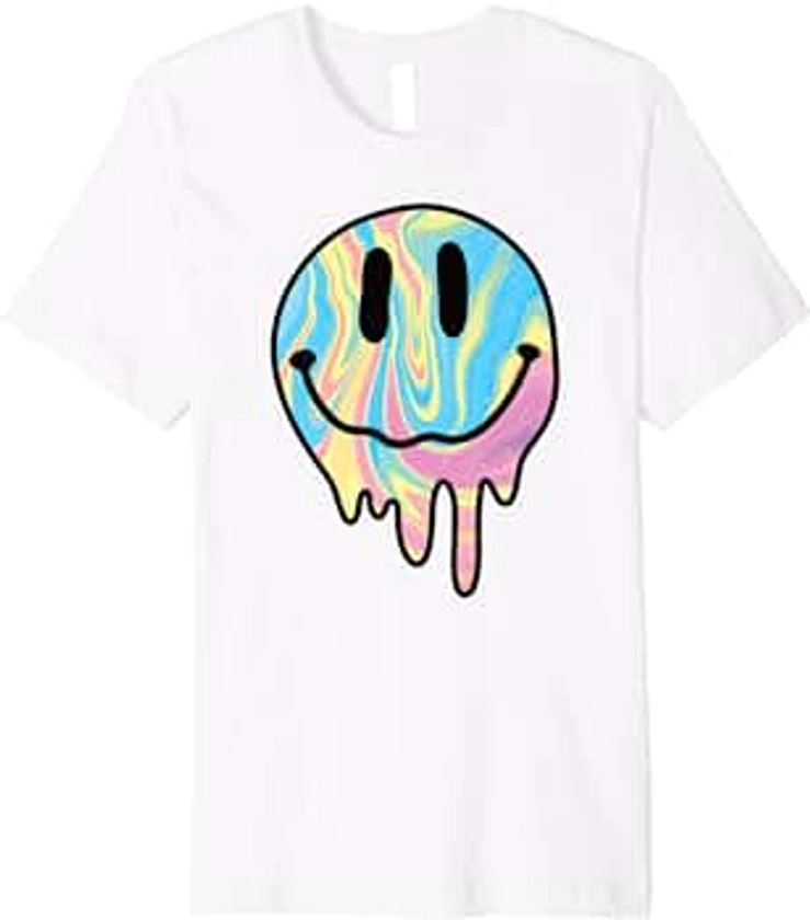 Melting Smile Funny Smiling Melted Dripping Happy Face Cute Premium T-Shirt