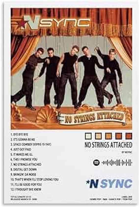 FIMGLK NSYNC Poster No Strings Attached Album Cover Posters for Room Aesthetic Canvas Wall Art for Teens Room Decor12x18inch(30x45cm), Unframe-style