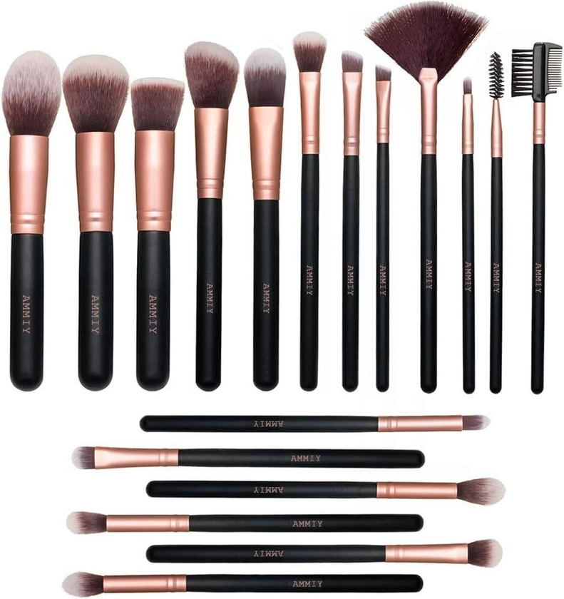 Lospu HY Makeup Brushes Sets 18-Piece Rose Golden Premium