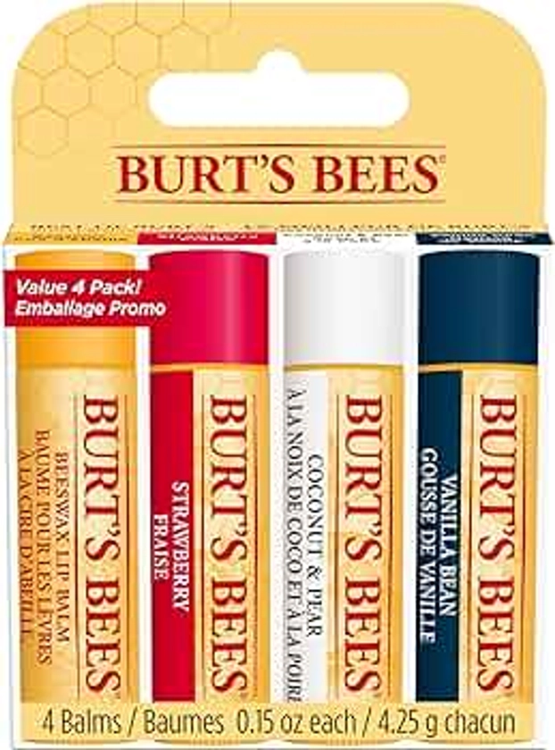 Burt's Bees Les Meilleurs Baumes Hydratant 100 % Naturels Multipack 4 Pièces