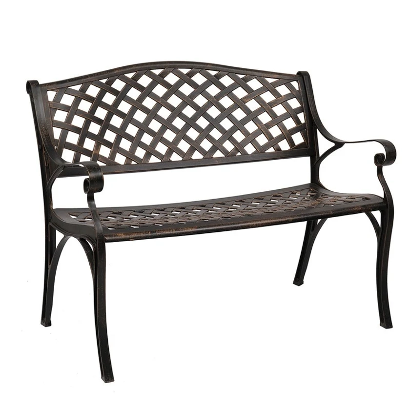 40.5 in. Cast Aluminum Park Bench Patio Backyard Decorative Bench