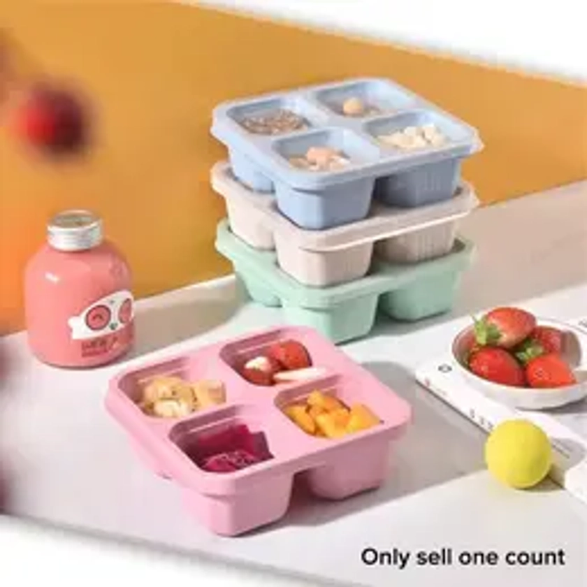 4-grid Transparent Cover Snack Box, 1 Count Dried Candy Snack Storage Organizer, Dried Fruit Bento Box, Chips Chocolate Snack Boxes, Lunch Box for Home Outdoor Camping Picnic BBQ Office, Food Storage Container, Summer Gift, Sweets Kitchen Accessories