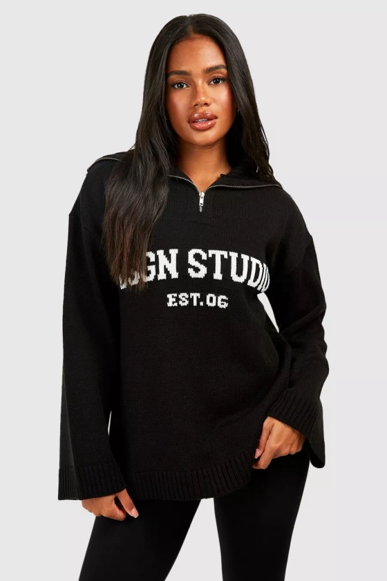 Dsgn Studio Oversized Zip Neck Jumper