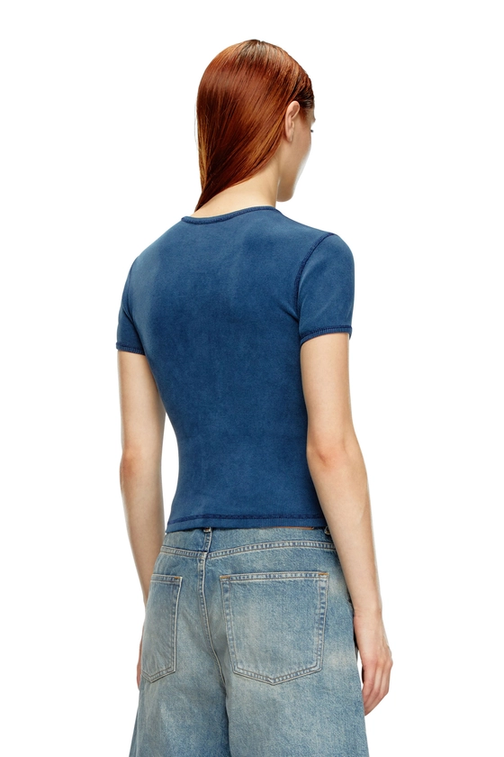 T-shirt avec imprimé métallisé Diesel ailé Femme | Bleu | Diesel