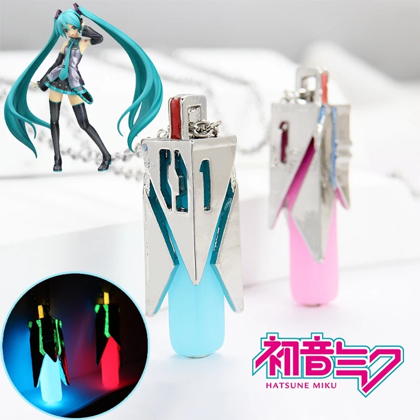 Hatsune Miku Kettingen Cartoon Fluorescerende Sieraden Mannen Vrouwen Kettingen Tweedimensionale Animatie Ketting Ornamenten Hanger Geschenken