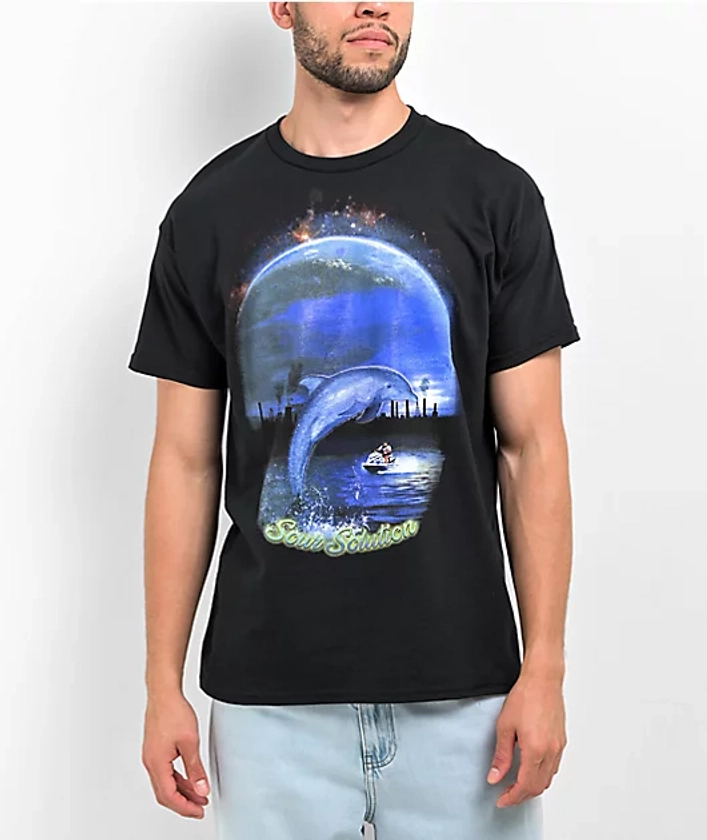 Sour Solution Dolphin Black T-Shirt