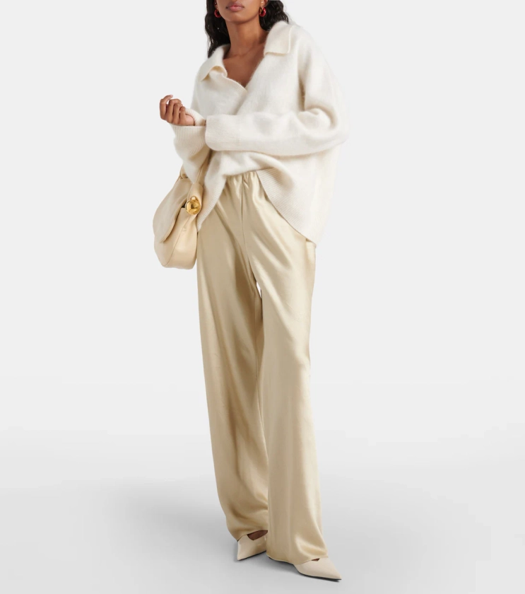 Pantalon ample à taille haute en satin en beige – Vince | Mytheresa