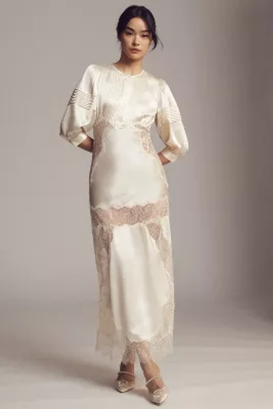 Cynthia Rowley Lace-Trimmed Silk Charmeuse Maxi Dress