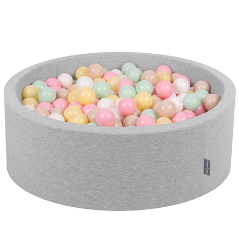 KiddyMoon Baby Foam Ball Pit with Balls 7cm / 2.75in Certified made in EU, Light Grey: Pastel Beige/ Pastel Yellow/ White/ Mint/ Powder Pink