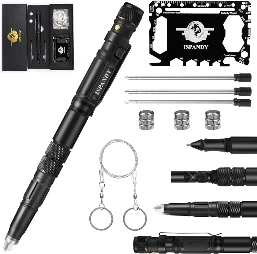 Tactical Pen for Self-Defense Pens LED Tactical Flashlight with Ballpoint Pen,Window Glass Breaker,Whistle,Pocket Tool Credit Card Tool,Wire Saw,3 Type/Set Multi Tool Pen for Survival Gear : Amazon.in: Office Products