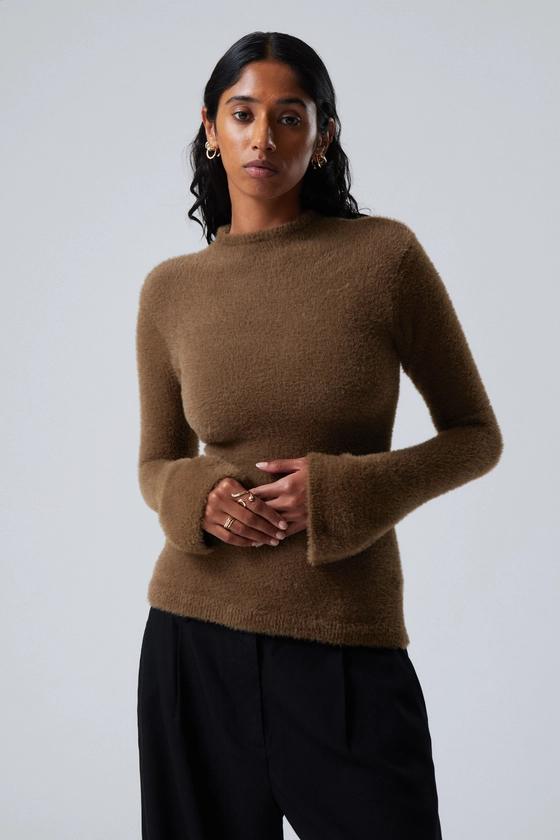 Hairy Mock Neck Sweater