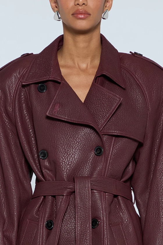 Everly Leather Trench Coat