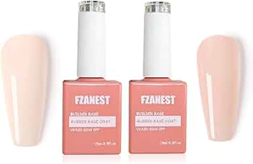 FZANEST Builder Gel For Nails Set,2pcs * 15ml Rubber Base Gel Nail Polish,Jelly Sheer Beige Natrual Nude Gel Polish Thick Texture Good To Strengthen Thin Flimsy Nail