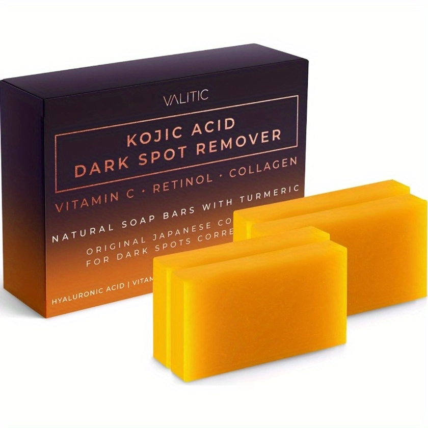 2/3pcs Kojic Acid Soap With Vitamin C, Retinol, Collagen, Turmeric, Hyaluronic Acid, Vitamin E, Shea Butter And Olive Oil, Deep Cleansing Moisturizing