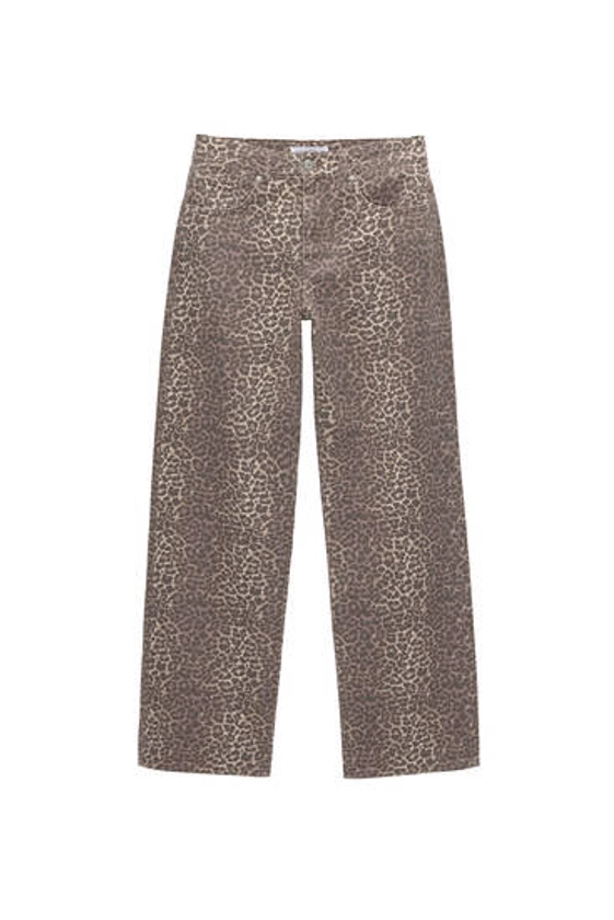 Straight-fit leopard print trousers - pull&bear