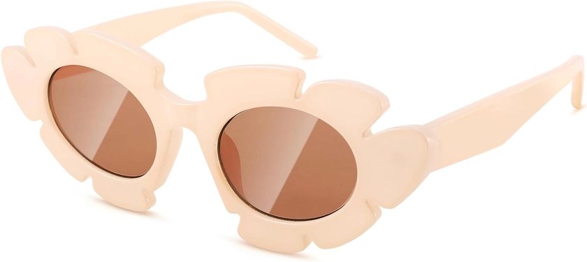 Pro Acme Trendy Flower Sunglasses Cat Eye for Women Men Retro Fun Chunky Y2K Glasses Shades UV400