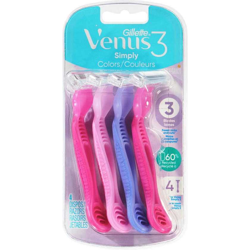 Gillette Venus Simply3 Women's Disposable Razors, 4 ct - 4 ea | Real Canadian Superstore