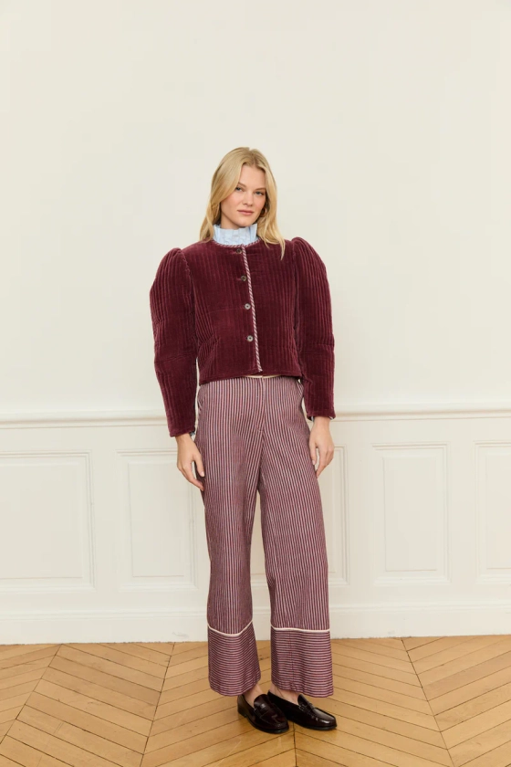 Maria de la Orden | Romeo Pants Burgundy Stripes