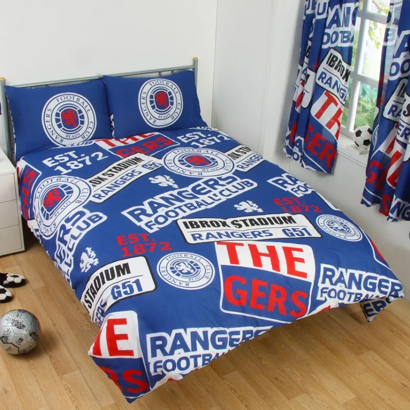 Rangers Official Double Duvet Cover Set - Multi-Colour