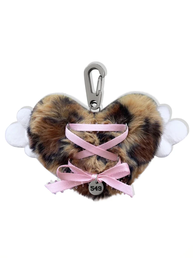 ANGEL WINGS LEOPARD HEART KEYCHAIN