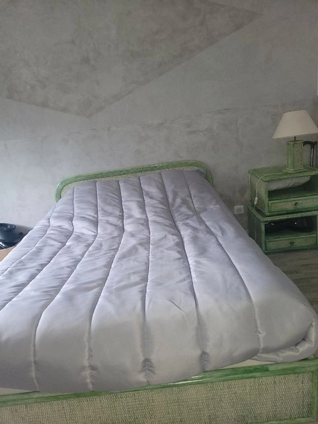 Chambre à coucher en rotin vert
