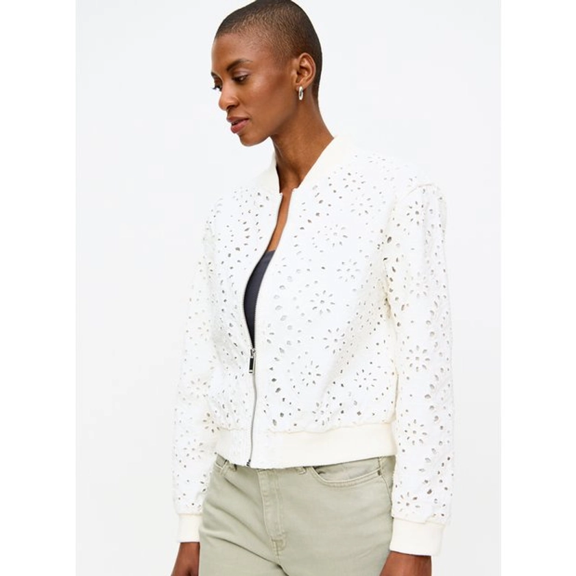 Cream Broderie Embroidered Bomber Jacket 14