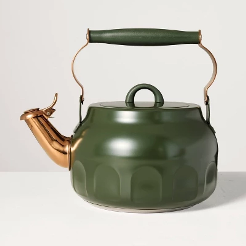 2qt Stainless Steel Arch Cutout Teapot Dark Green - Hearth & Hand™ with Magnolia