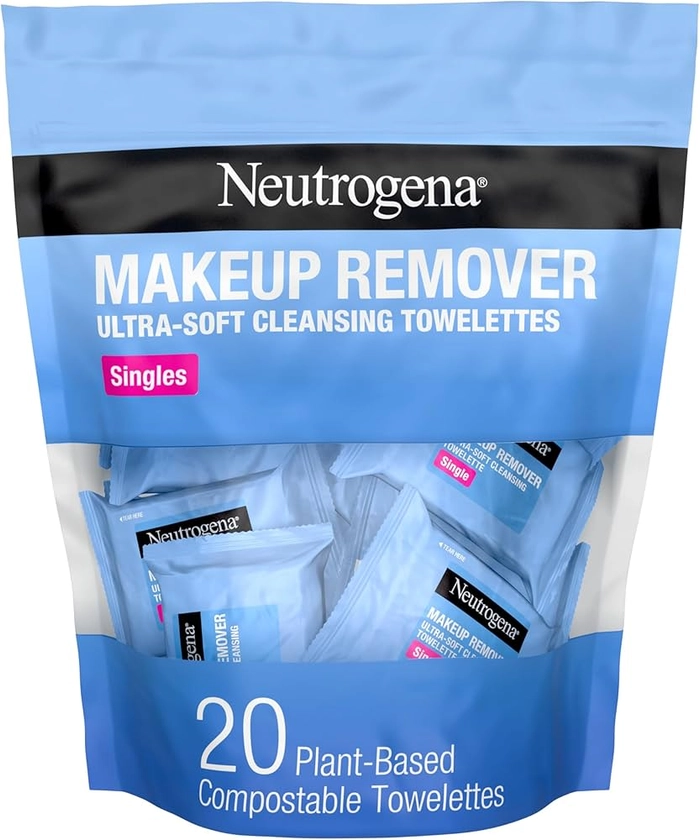 Neutrogena Makeup Remover Cleansing Towelette Singles, Daily Face Wipes To Remove Dirt, Oil, Makeup & Waterproof máscara, Individually Wrapped, 20 Count : Amazon.es: Beleza