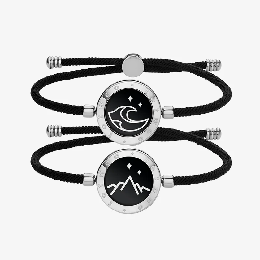 Mountain&Sea Touch Bracelets with Milan Rope(Black+Black)