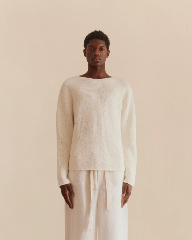 Cotton Cashmere Crewneck Sweater Off-White